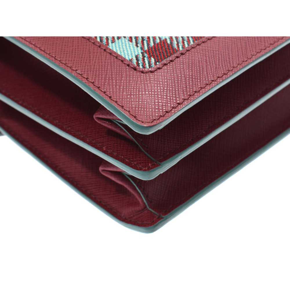 Prada Bag Bordeaux Green Jacquard Purple Saffiano - Picture 6 of 11